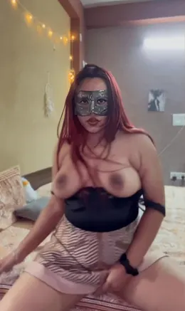 Masked Desi Girl Squerting and Jiggling Boobs in Horny Tease