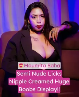 Topless Bengali Moumita Licks Creamed Nipples & Squeezes Huge Boobs