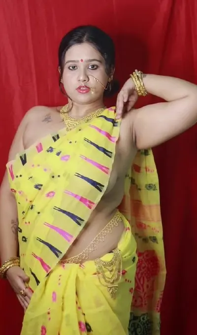 Desi Babe Stripping Saree with Huge Boobs and See Through Nipples